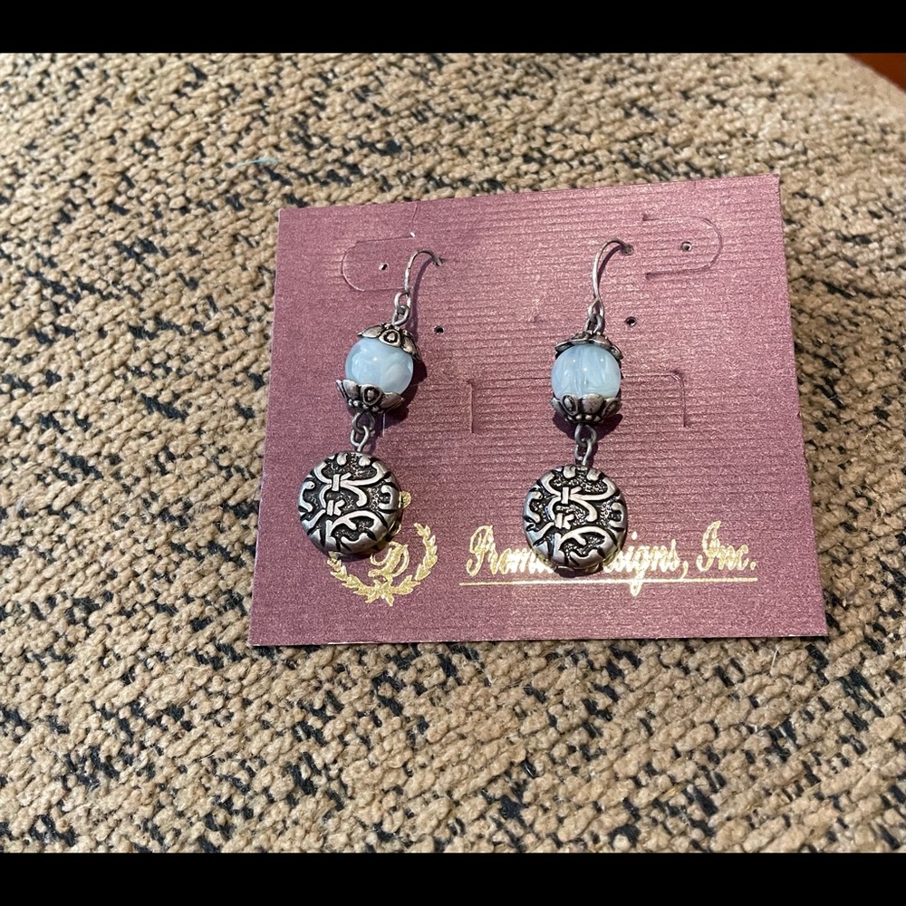 New Premier Designs Silver-Tone with Light Blue Bead Earrings